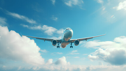 Obraz premium airplane flying in blue sky