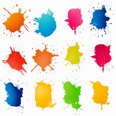 Colorful abstract paint blots set on white background. AI generated