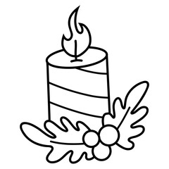 christmas candle. fire burning illustration