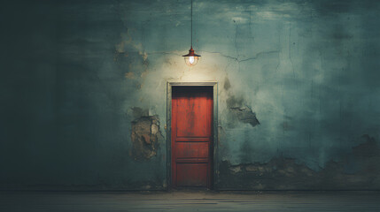 old wooden red door 