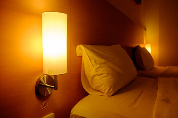 bed and lamp