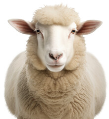 Fototapeta premium Portrait of a sheep isolated on a white background as transparent PNG