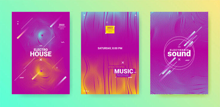 Dance Music Flyer. Electro Party Poster. Abstract Dj Background.