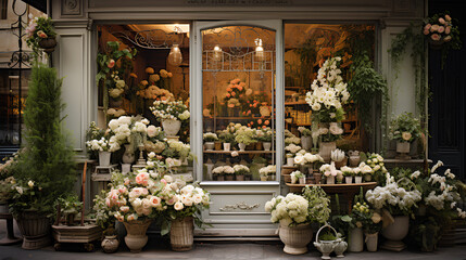 Fototapeta na wymiar beautiful flowers and decorations in a shop 