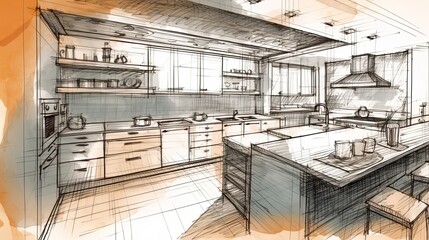 Kitchen concept design. Generative AI