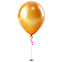 Yellow helium balloon isolated. Birthday balloon flying for party and celebrations