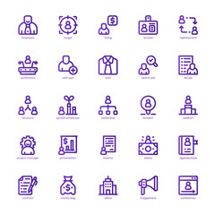 Human Resource icon pack for your website, mobile, presentation, and logo design. Human Resource icon basic line gradient design. Vector graphics illustration and editable stroke.