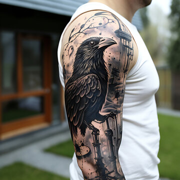 crow tattoo on arm