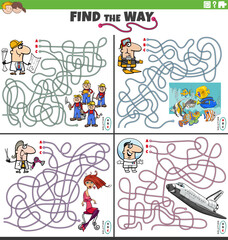 find the way maze games set with people and their occupations
