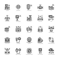 Smart City icon pack for your website, mobile, presentation, and logo design. Smart City icon solid design. Vector graphics illustration and editable stroke.