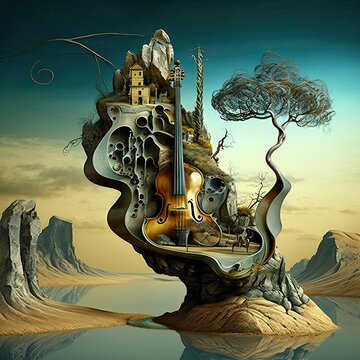 Fantasy landscape inspired by music, technology and nature