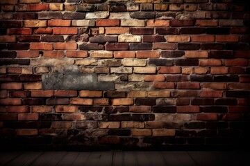 An aged and weathered brick wall with a rustic texture and worn-out appearance