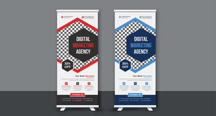 Roll up banner stand template design. corporate Roll up background for Presentation. Vertical roll up, x-stand, exhibition display, Marketing, Promotion