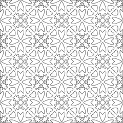 Vector pattern with symmetrical elements . Modern stylish abstract texture. Repeating geometric tiles from striped elements.Black and white pattern.