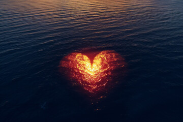 Fototapeta premium heart in the sea. Heart in the Sea: A Symbol of Undying Love and Nature's Beauty Combined
