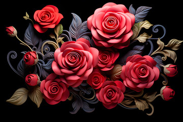 Rose flowers arranging art full color