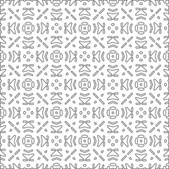Vector pattern with symmetrical elements . Modern stylish abstract texture. Repeating geometric tiles from striped elements.Black and white pattern.