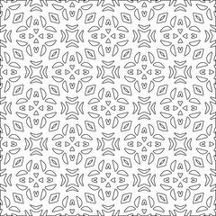 Vector pattern with symmetrical elements . Modern stylish abstract texture. Repeating geometric tiles from striped elements.Black and white pattern.