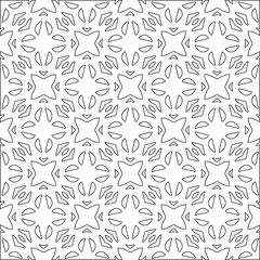 Vector pattern with symmetrical elements . Modern stylish abstract texture. Repeating geometric tiles from striped elements.Black and white pattern.