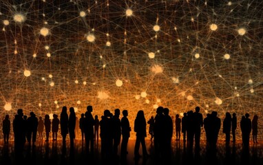 Silhouettes of business people standing in front of the city background