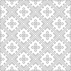 Vector pattern with symmetrical elements . Modern stylish abstract texture. Repeating geometric tiles from striped elements.Black and white pattern.