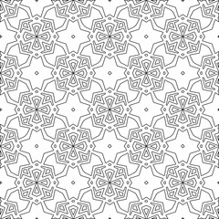 Vector pattern with symmetrical elements . Modern stylish abstract texture. Repeating geometric tiles from striped elements.Black and white pattern.