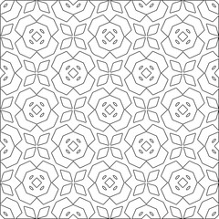 Vector pattern with symmetrical elements . Modern stylish abstract texture. Repeating geometric tiles from striped elements.Black and white pattern.