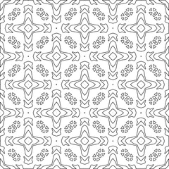 Vector pattern with symmetrical elements . Modern stylish abstract texture. Repeating geometric tiles from striped elements.Black and white pattern.