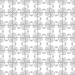 Vector pattern with symmetrical elements . Modern stylish abstract texture. Repeating geometric tiles from striped elements.Black and white pattern.