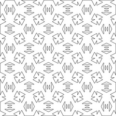Vector pattern with symmetrical elements . Modern stylish abstract texture. Repeating geometric tiles from striped elements.Black and white pattern.
