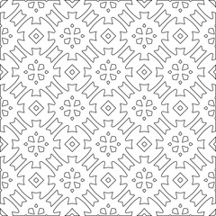 Vector pattern with symmetrical elements . Modern stylish abstract texture. Repeating geometric tiles from striped elements.Black and white pattern.