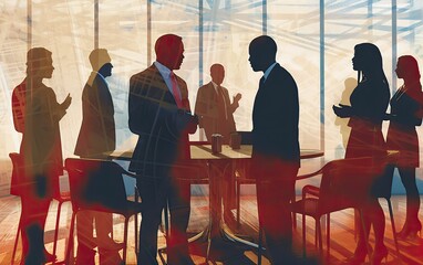 Obraz premium a group of people at a round table