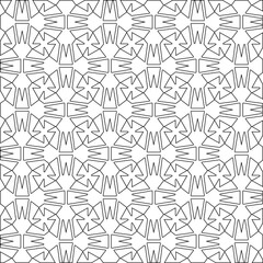 Vector pattern with symmetrical elements . Modern stylish abstract texture. Repeating geometric tiles from striped elements.Black and white pattern.