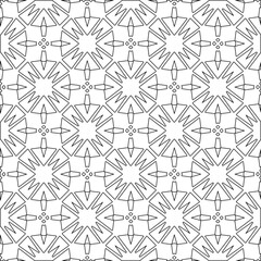 Vector pattern with symmetrical elements . Modern stylish abstract texture. Repeating geometric tiles from striped elements.Black and white pattern.