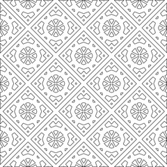 Vector pattern with symmetrical elements . Modern stylish abstract texture. Repeating geometric tiles from striped elements.Black and white pattern.