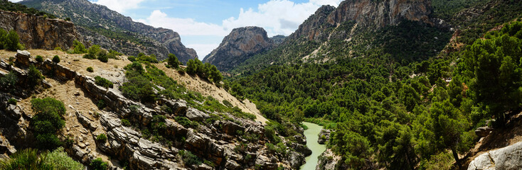 Guadalhorce river view in Caminito del Rey,  Malaga, Andalucia, Spain