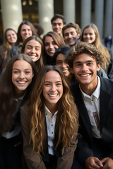 Fototapeta premium group of young male and female students at university