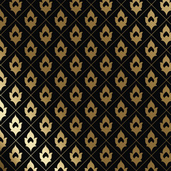 seamless pattern with ornament. Luxurious golden flowers. Luxury Wallpaper Vector Illustration