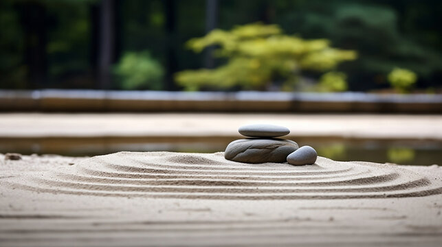 Serene Image of Modern Minimalist Zen Garden.