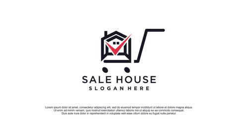 Sale house logo design with creative idea concept premium vector