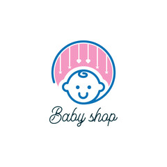Baby shop logo with creative design concept premium vector