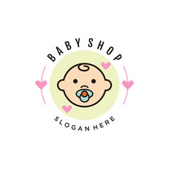Baby shop logo with creative design concept premium vector