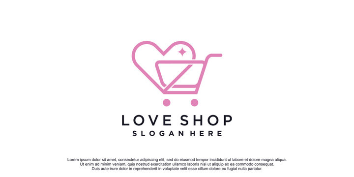 Shop logo design with creative idea concept premium vector