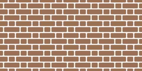 Fototapeta premium Brick wall seamless pattern. Simple endless architecture background. Brown geometric repeatable brickwork texture