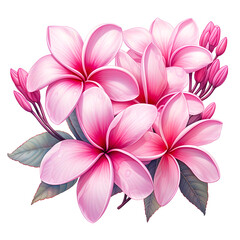 Water color beautiful pink plumeria illustration png clip art