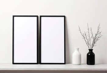White black frame with blank square blank for the frame
