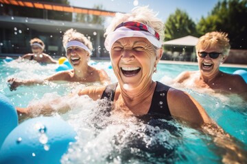 Older people in swimming pool