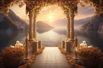 Wedding arch in the middle of a lake