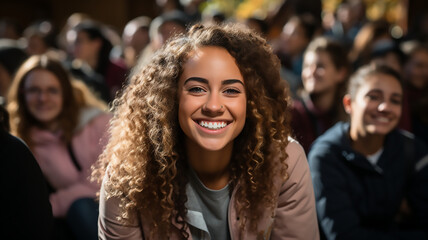 Obraz premium group of young female students at university