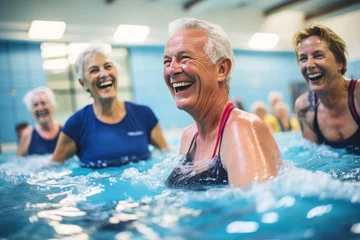 Foto op Plexiglas Older people in swimming pool © olegganko
